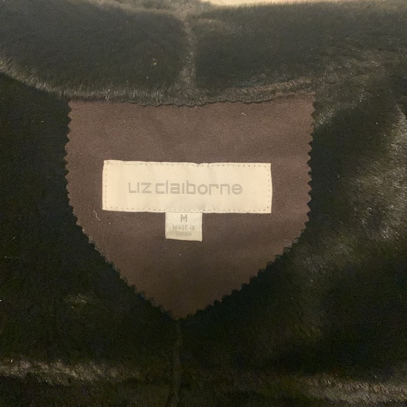 Liz Claiborne brown faux shearling maxi coat with hood & pockets M - Picture 9 of 11